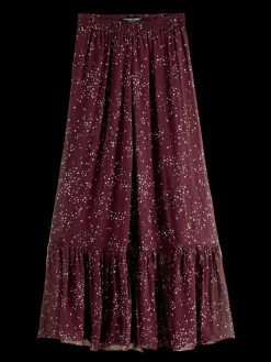 Tiered Printed Chiffon Maxi Skirt