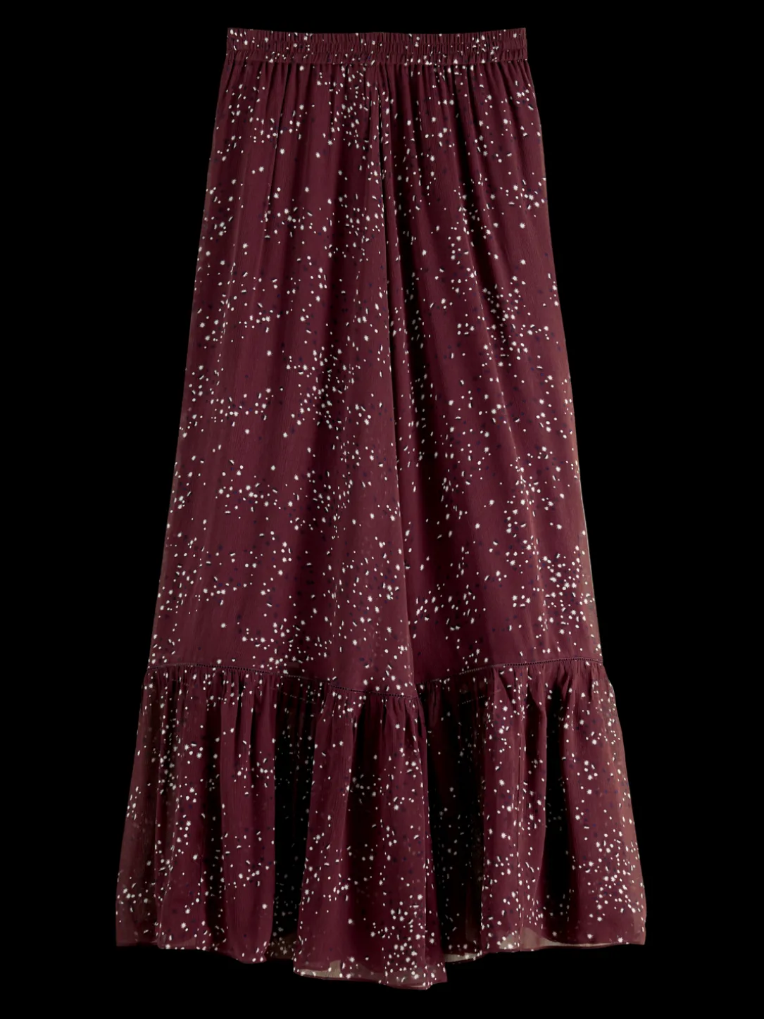 Tiered Printed Chiffon Maxi Skirt