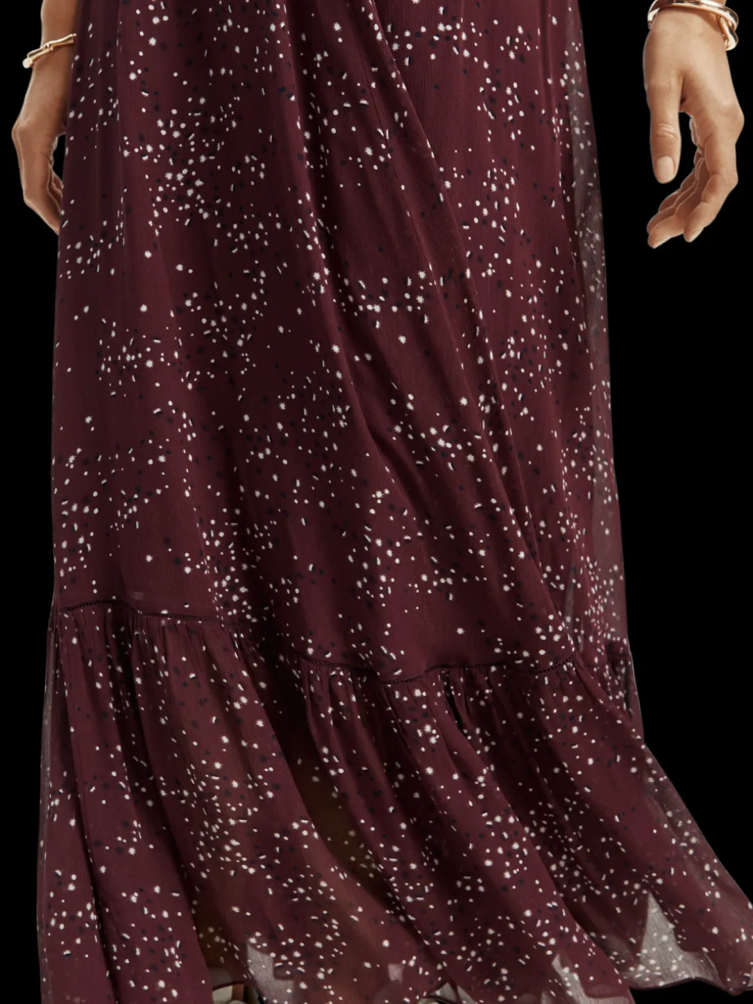 Tiered Printed Chiffon Maxi Skirt