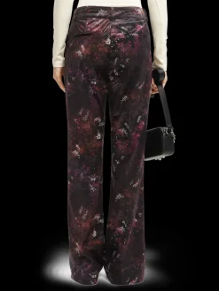 Velvet High-Rise Flared Trousers