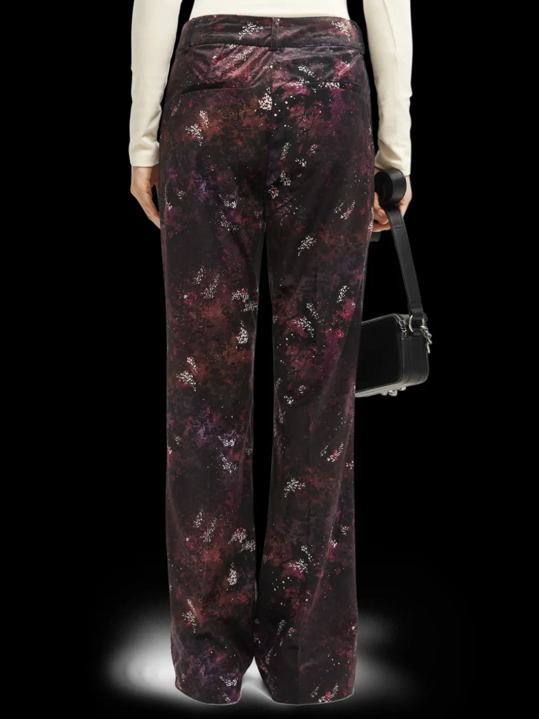 Velvet High-Rise Flared Trousers