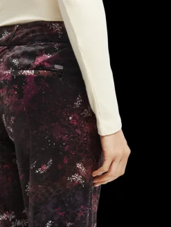 Velvet High-Rise Flared Trousers