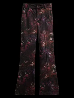 Velvet High-Rise Flared Trousers