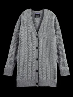 Wool-Blended Cable Knit Cardigan