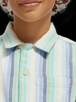 Yarn-Dyed Stripe Short-Sleeved Shirt